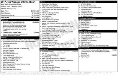 2017 Jeep Wrangler Unlimited Sport