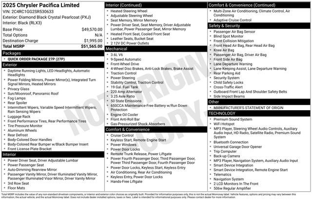 2025 Chrysler Pacifica Limited