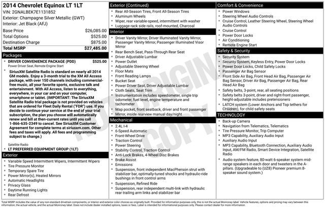 2014 Chevrolet Equinox LT 1LT