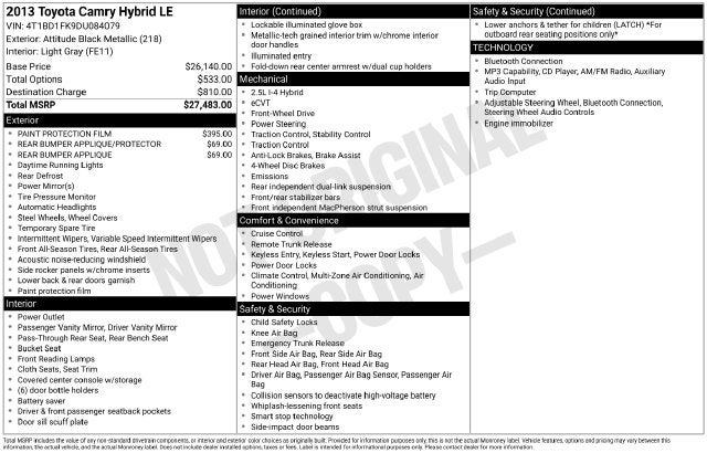 2013 Toyota Camry Hybrid Base