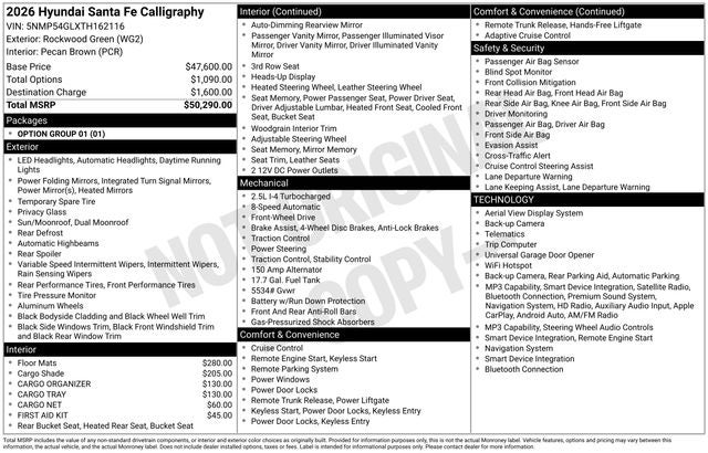 2026 Hyundai SANTA FE Calligraphy