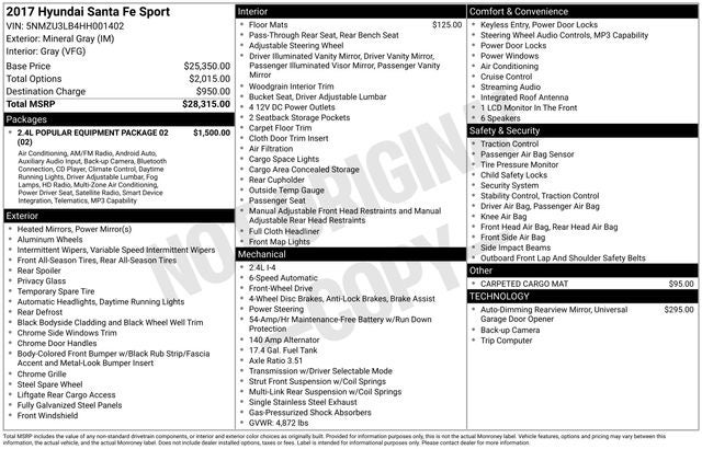 2017 Hyundai SANTA FE SPORT 2.4 Base