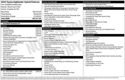 2024 Toyota Highlander Hybrid Platinum