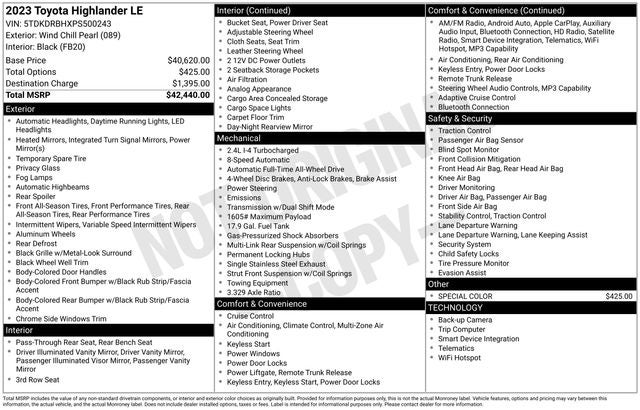 2023 Toyota Highlander LE