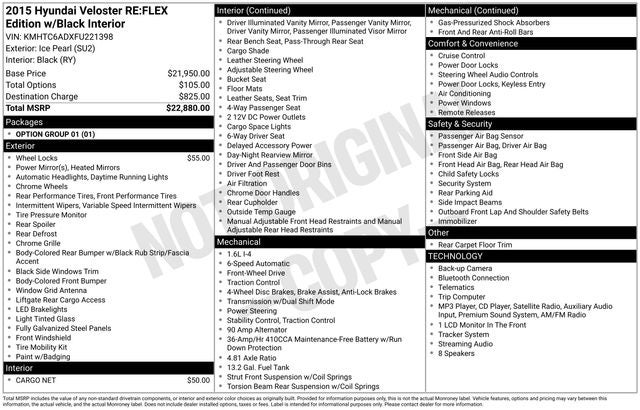 2015 Hyundai VELOSTER RE:FLEX W/Black
