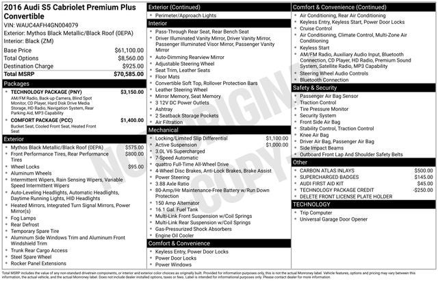 2016 Audi S5 3.0T Premium Plus quattro